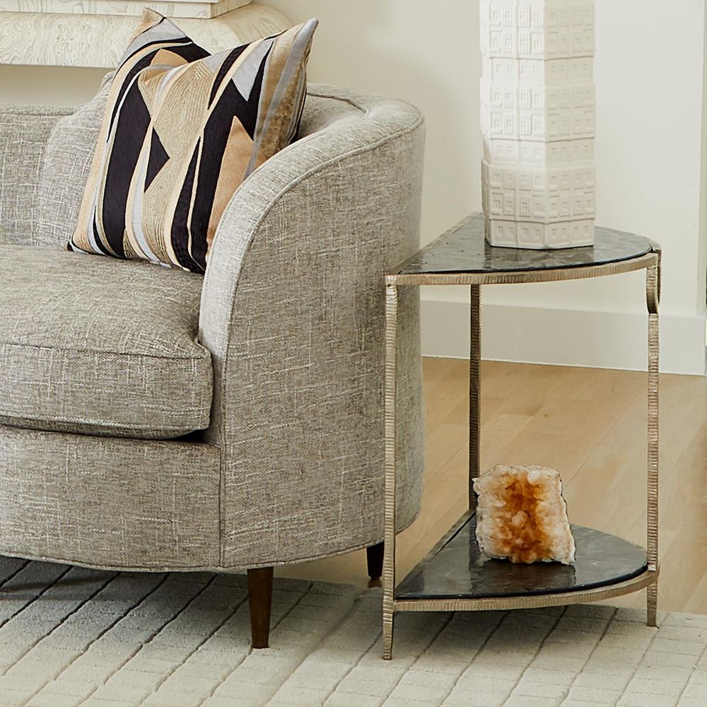 Side Tables Demilune Side Table-Silver