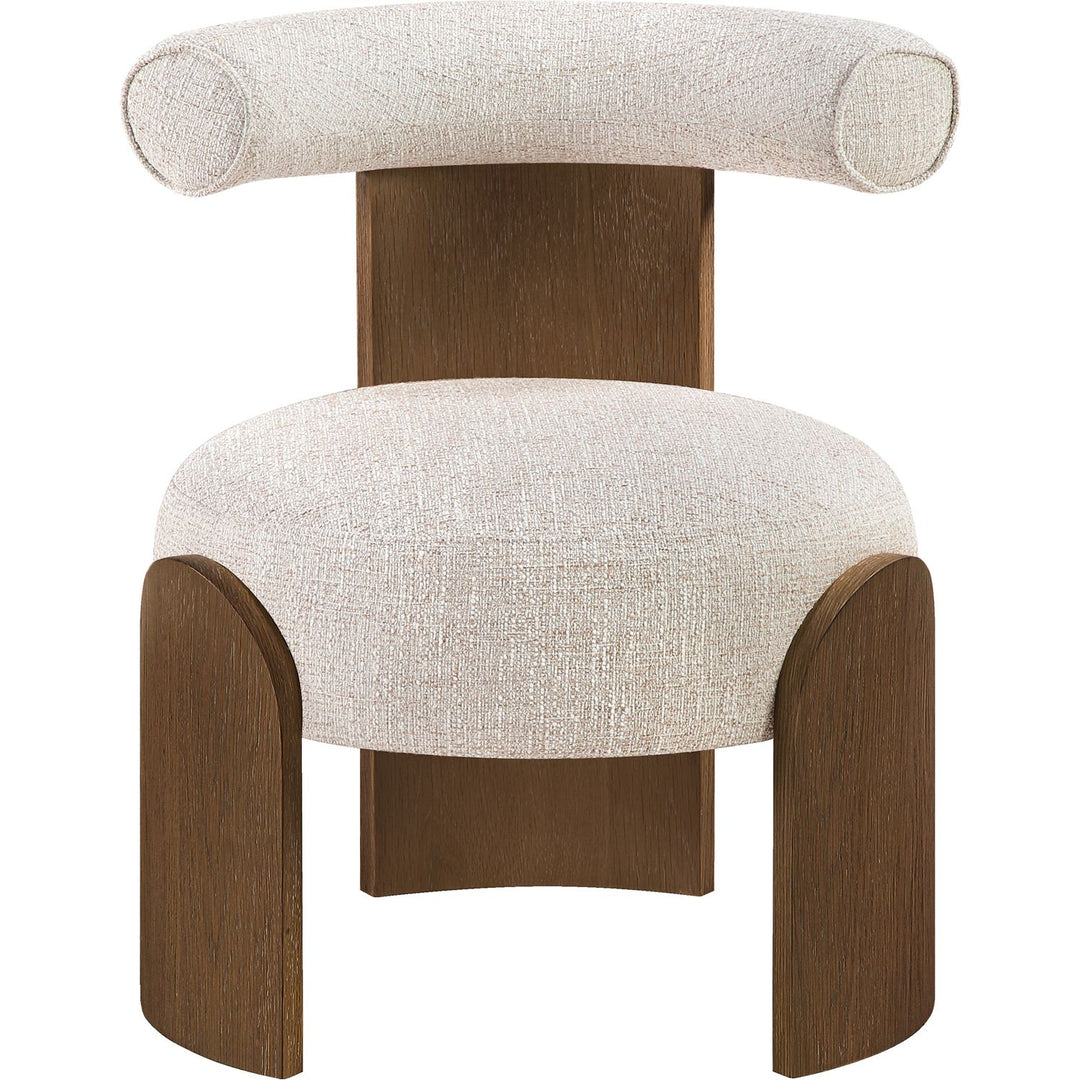 Calder Linen Textured Fabric Upholstered Accent Chair — Beige / Painted Brown
