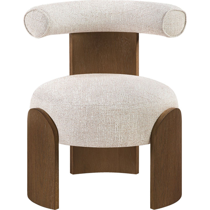 Calder Linen Textured Fabric Upholstered Accent Chair — Beige / Painted Brown