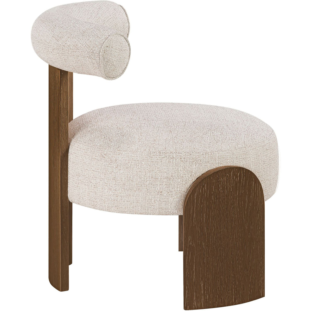 Calder Linen Textured Fabric Upholstered Accent Chair — Beige / Painted Brown