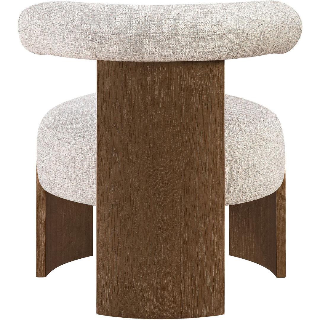 Calder Linen Textured Fabric Upholstered Accent Chair — Beige / Painted Brown