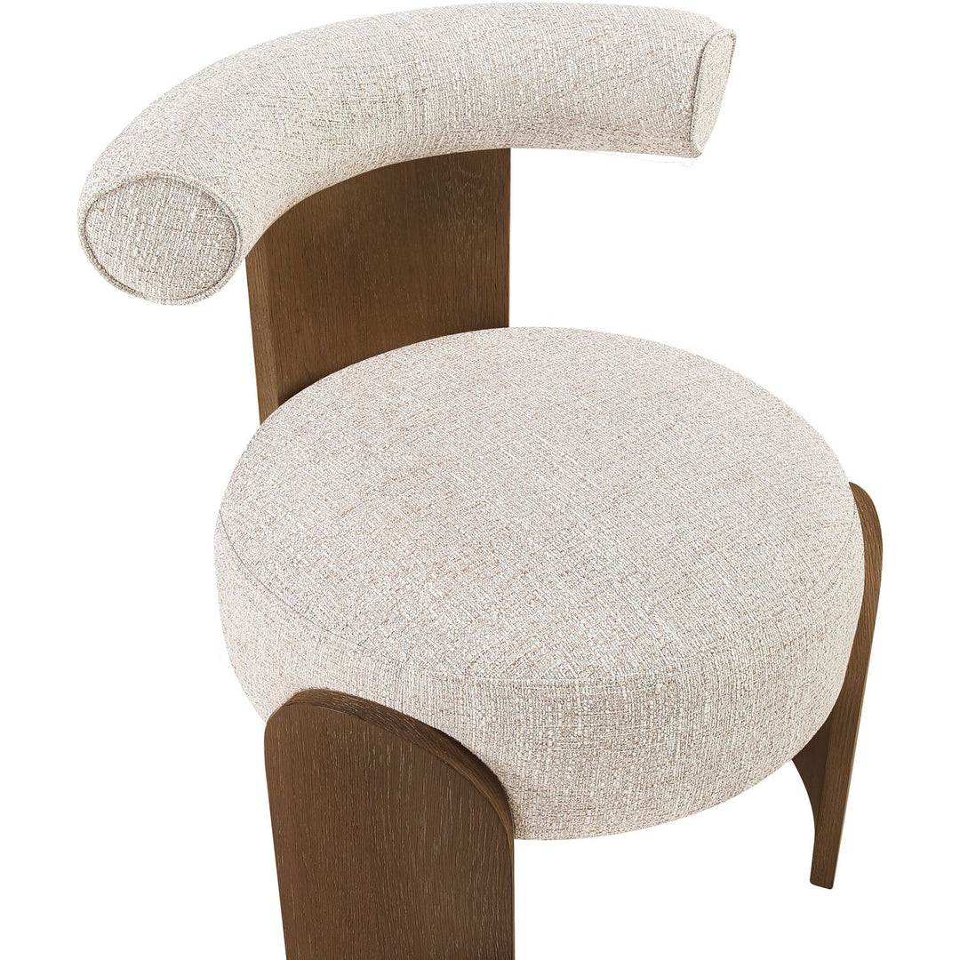 Calder Linen Textured Fabric Upholstered Accent Chair — Beige / Painted Brown