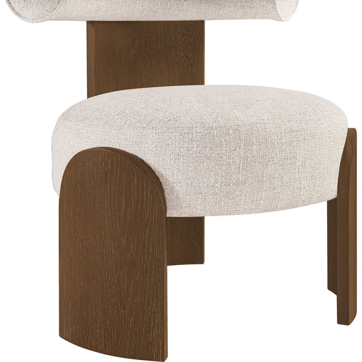 Calder Linen Textured Fabric Upholstered Accent Chair — Beige / Painted Brown