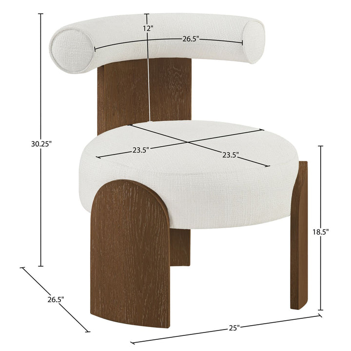 Calder Linen Textured Fabric Upholstered Accent Chair — Cream / Painted Brown