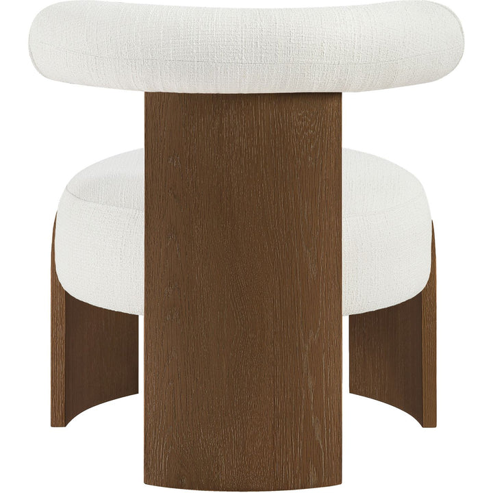 Calder Linen Textured Fabric Upholstered Accent Chair — Cream / Painted Brown