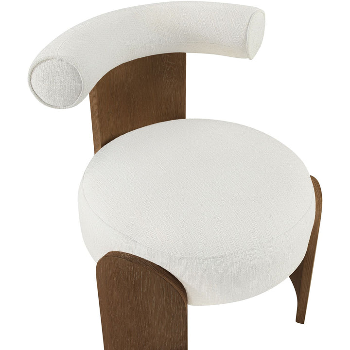 Calder Linen Textured Fabric Upholstered Accent Chair — Cream / Painted Brown