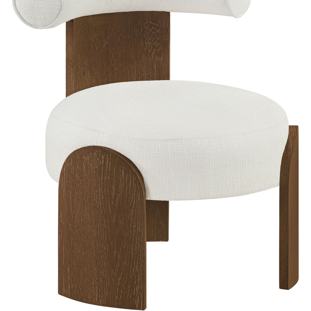 Calder Linen Textured Fabric Upholstered Accent Chair — Cream / Painted Brown