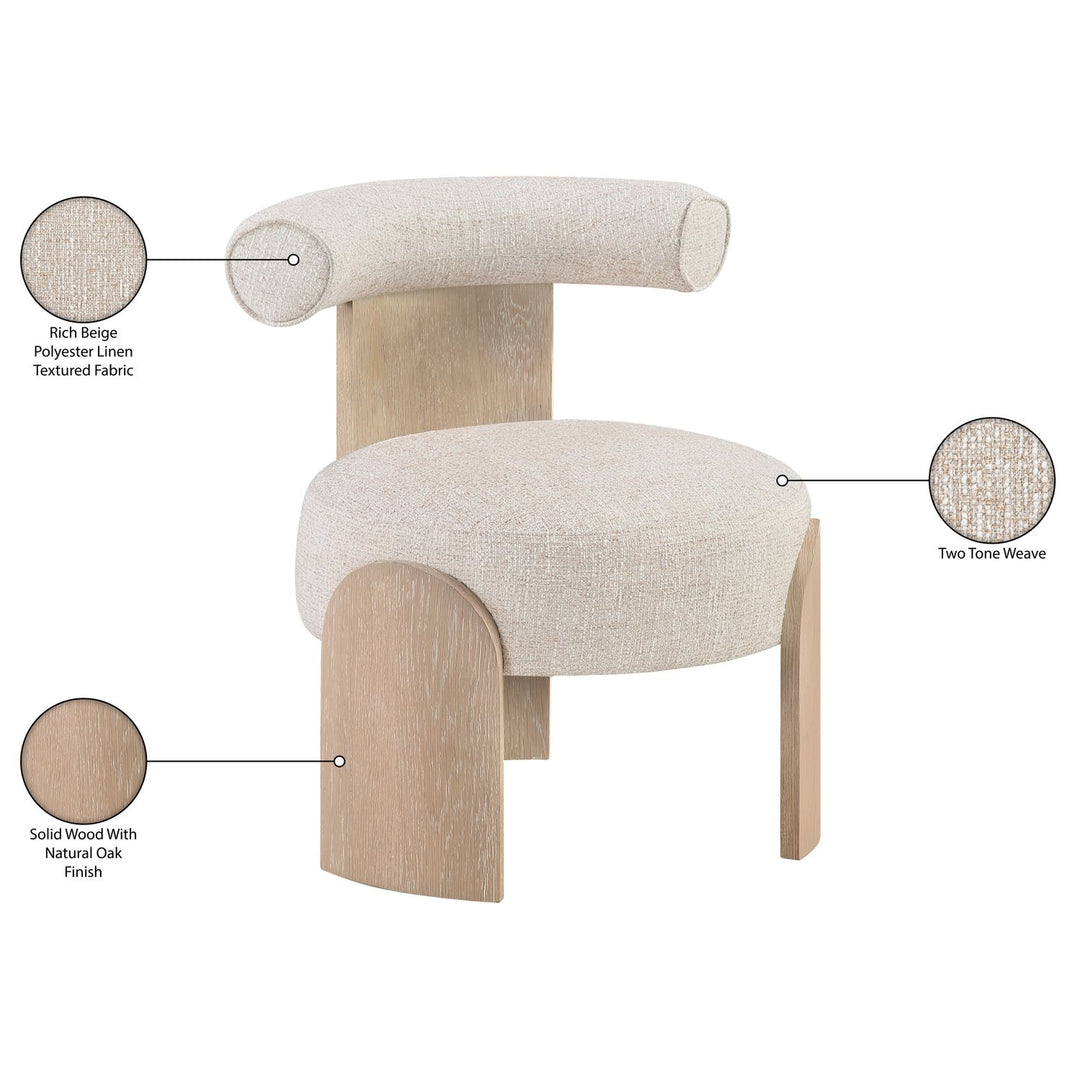 Calder Linen Textured Fabric Upholstered Accent Chair — Beige / Painted Natural
