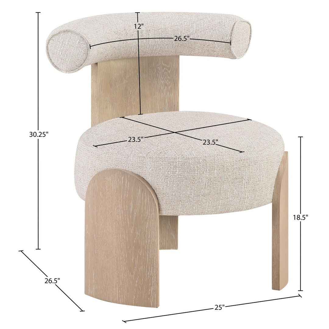 Calder Linen Textured Fabric Upholstered Accent Chair — Beige / Painted Natural