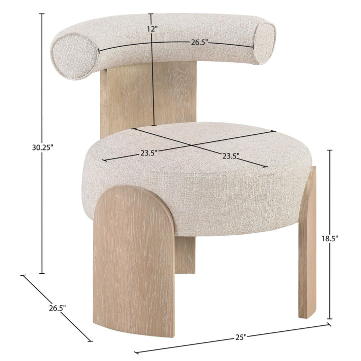 Calder Linen Textured Fabric Upholstered Accent Chair — Beige / Painted Natural