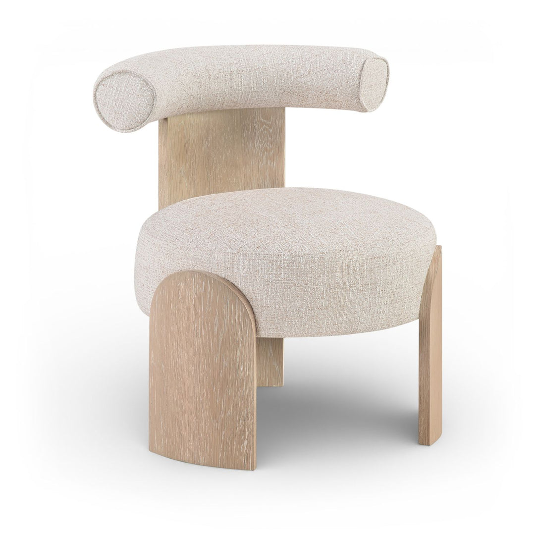 Calder Linen Textured Fabric Upholstered Accent Chair — Beige / Painted Natural