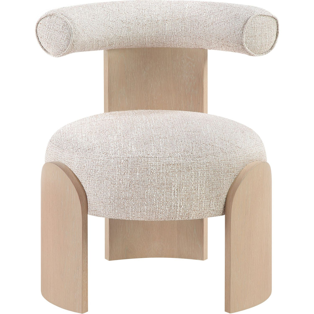 Calder Linen Textured Fabric Upholstered Accent Chair — Beige / Painted Natural