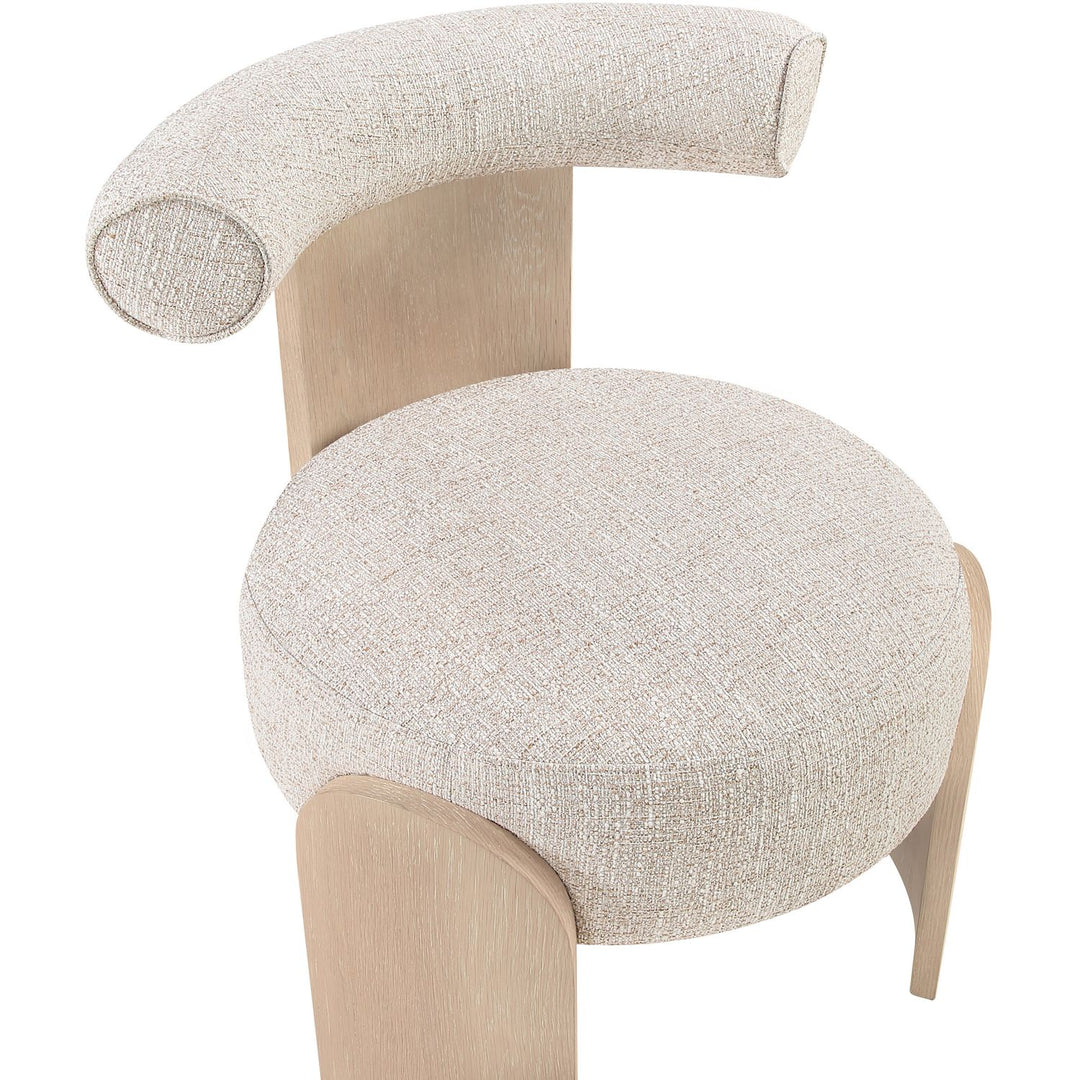 Calder Linen Textured Fabric Upholstered Accent Chair — Beige / Painted Natural
