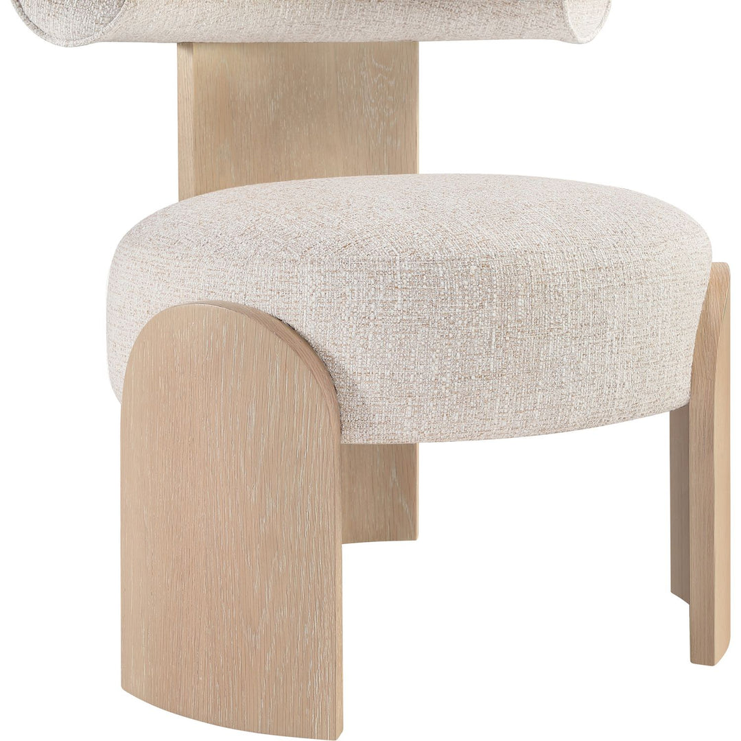 Calder Linen Textured Fabric Upholstered Accent Chair — Beige / Painted Natural
