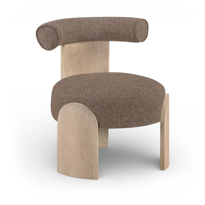 Calder Linen Textured Fabric Upholstered Accent Chair — Brown / Painted Natural