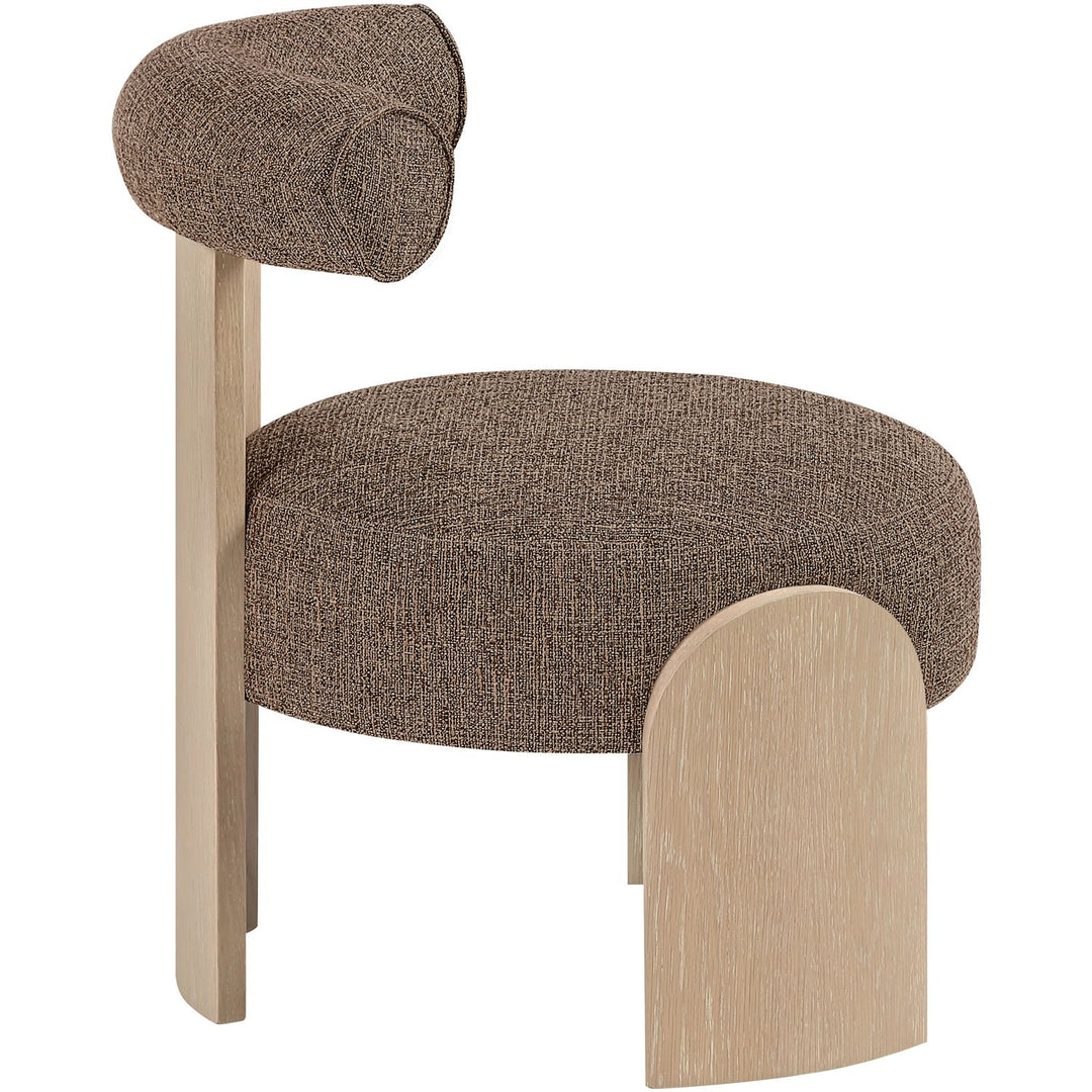 Calder Linen Textured Fabric Upholstered Accent Chair — Brown / Painted Natural