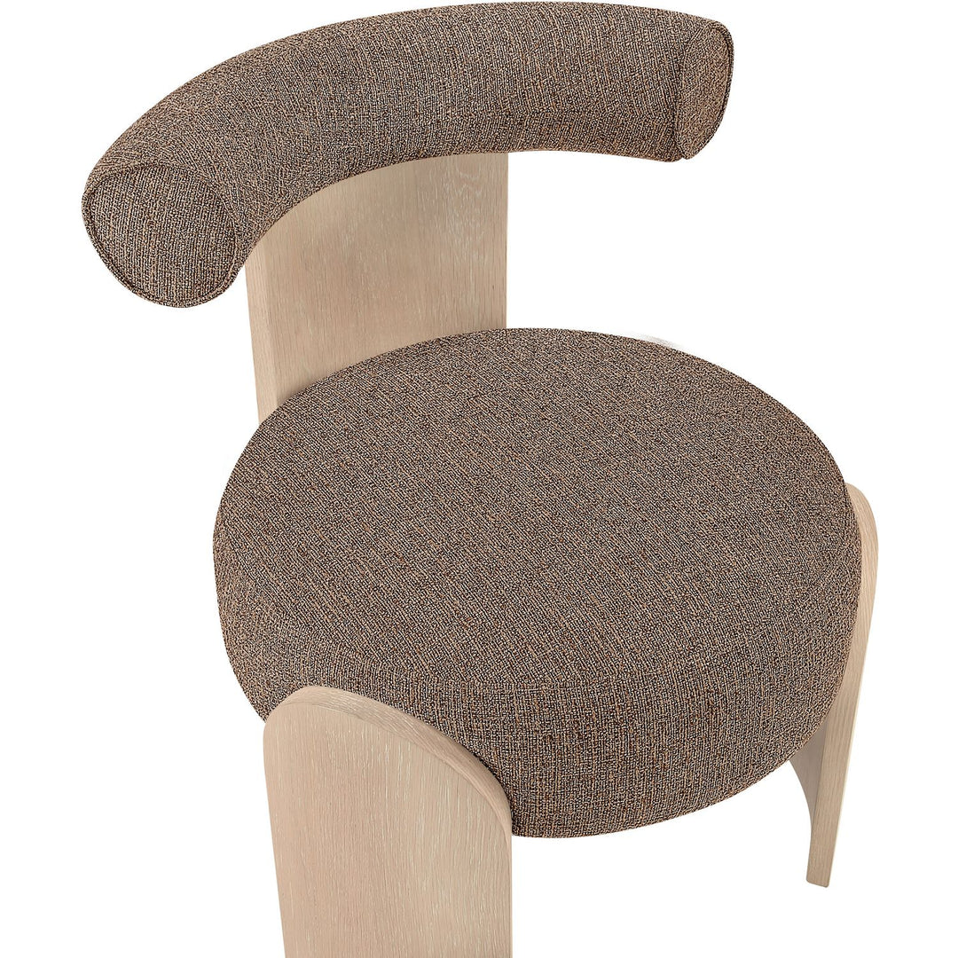 Calder Linen Textured Fabric Upholstered Accent Chair — Brown / Painted Natural