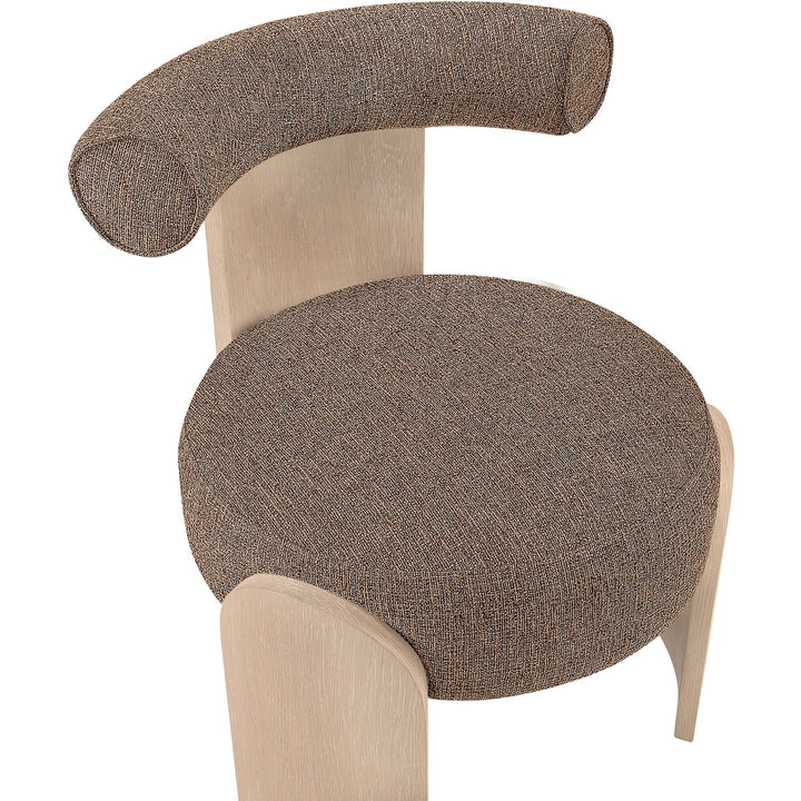 Calder Linen Textured Fabric Upholstered Accent Chair — Brown / Painted Natural