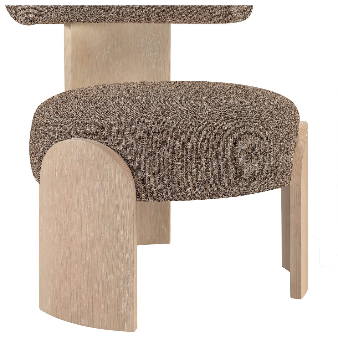 Calder Linen Textured Fabric Upholstered Accent Chair — Brown / Painted Natural