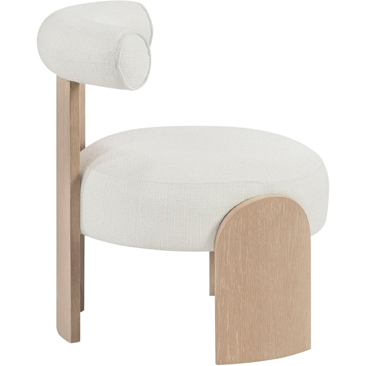 Calder Linen Textured Fabric Upholstered Accent Chair — Cream / Painted Natural