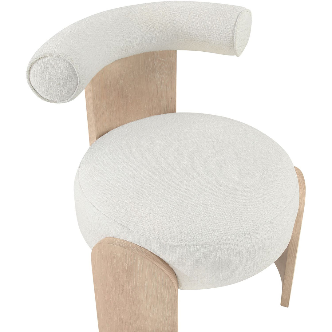 Calder Linen Textured Fabric Upholstered Accent Chair — Cream / Painted Natural