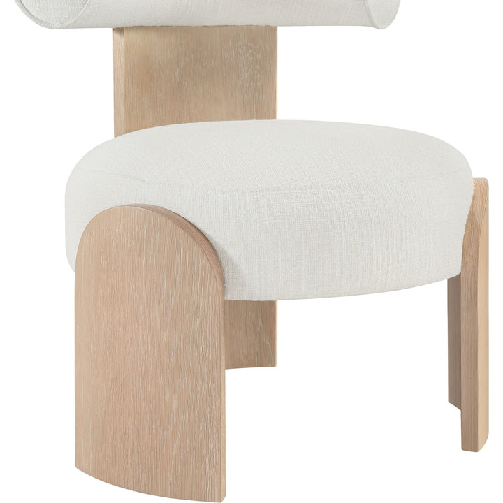 Calder Linen Textured Fabric Upholstered Accent Chair — Cream / Painted Natural