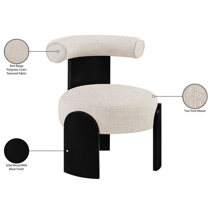Calder Linen Textured Fabric Upholstered Accent Chair — Beige / Painted Black