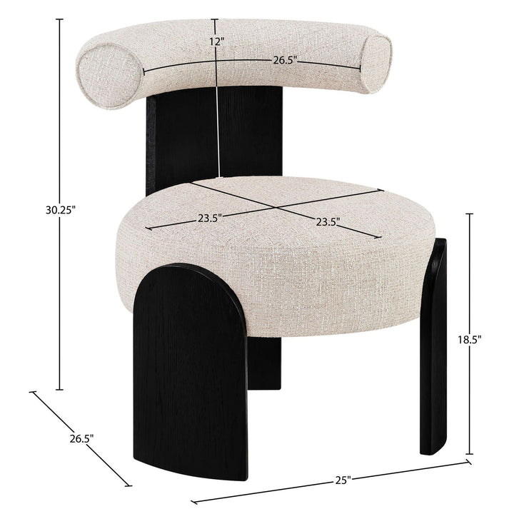 Calder Linen Textured Fabric Upholstered Accent Chair — Beige / Painted Black