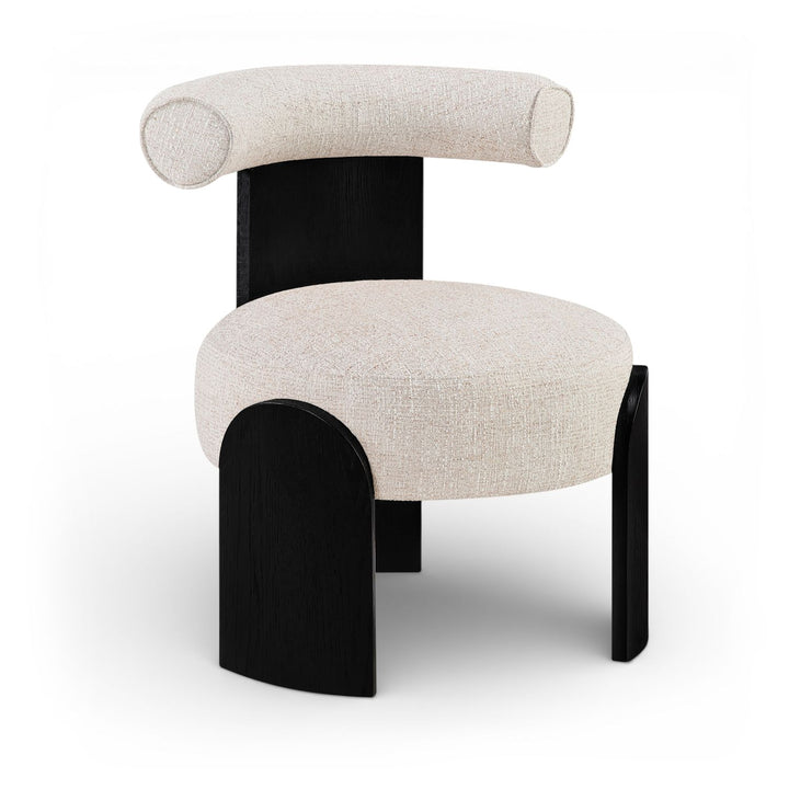 Calder Linen Textured Fabric Upholstered Accent Chair — Beige / Painted Black