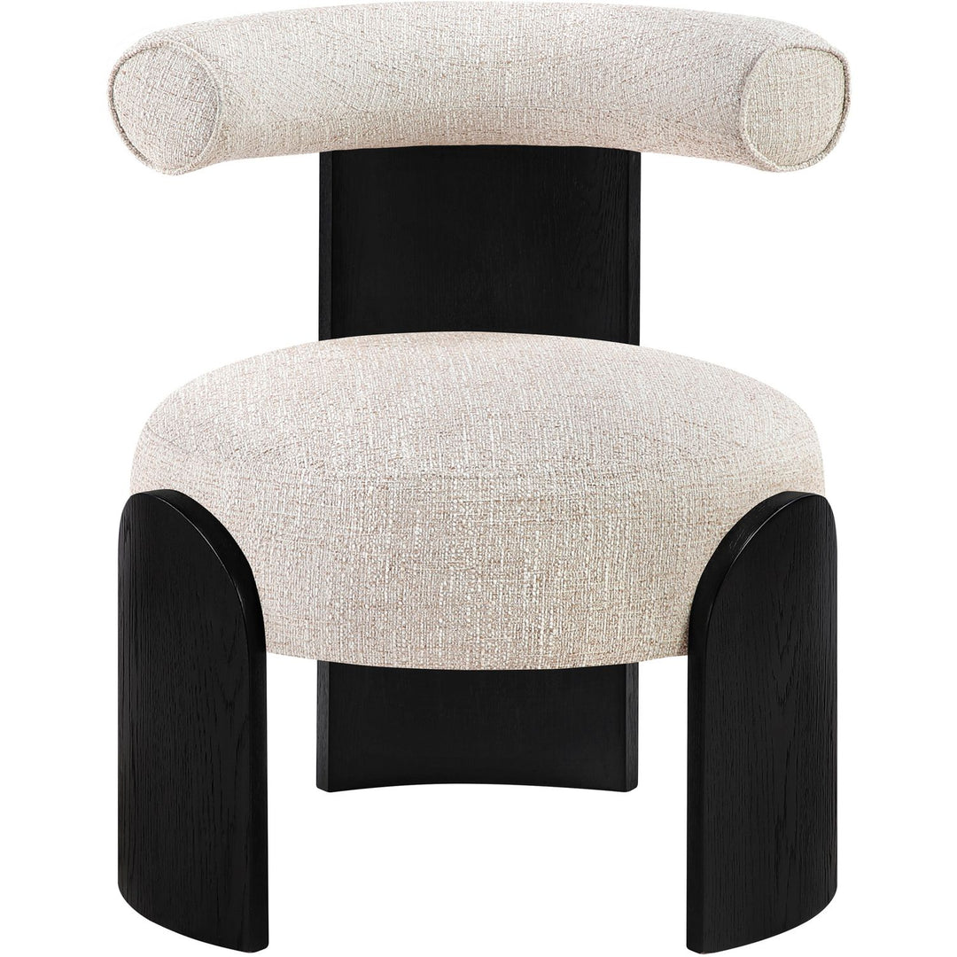 Calder Linen Textured Fabric Upholstered Accent Chair — Beige / Painted Black