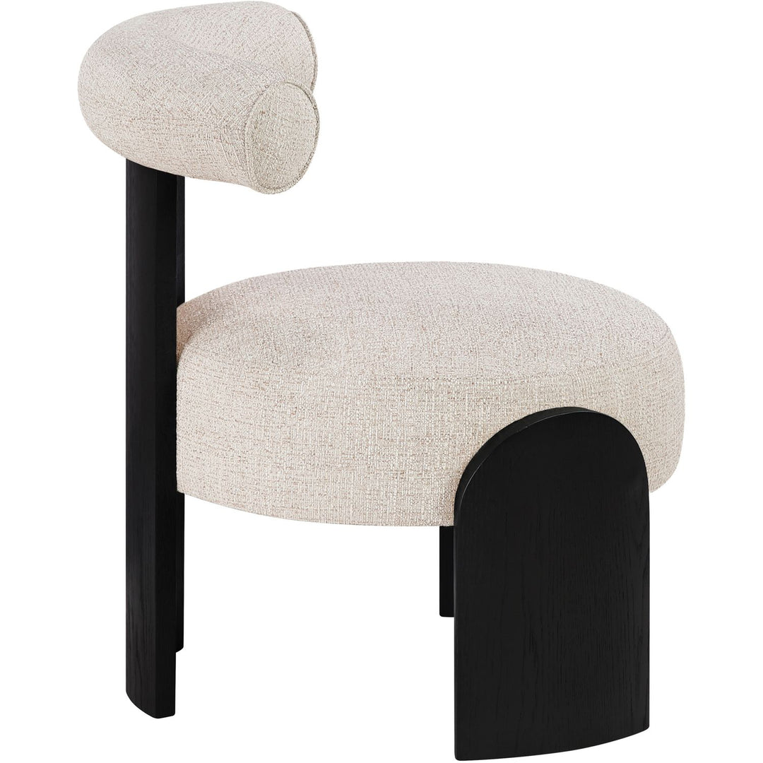 Calder Linen Textured Fabric Upholstered Accent Chair — Beige / Painted Black