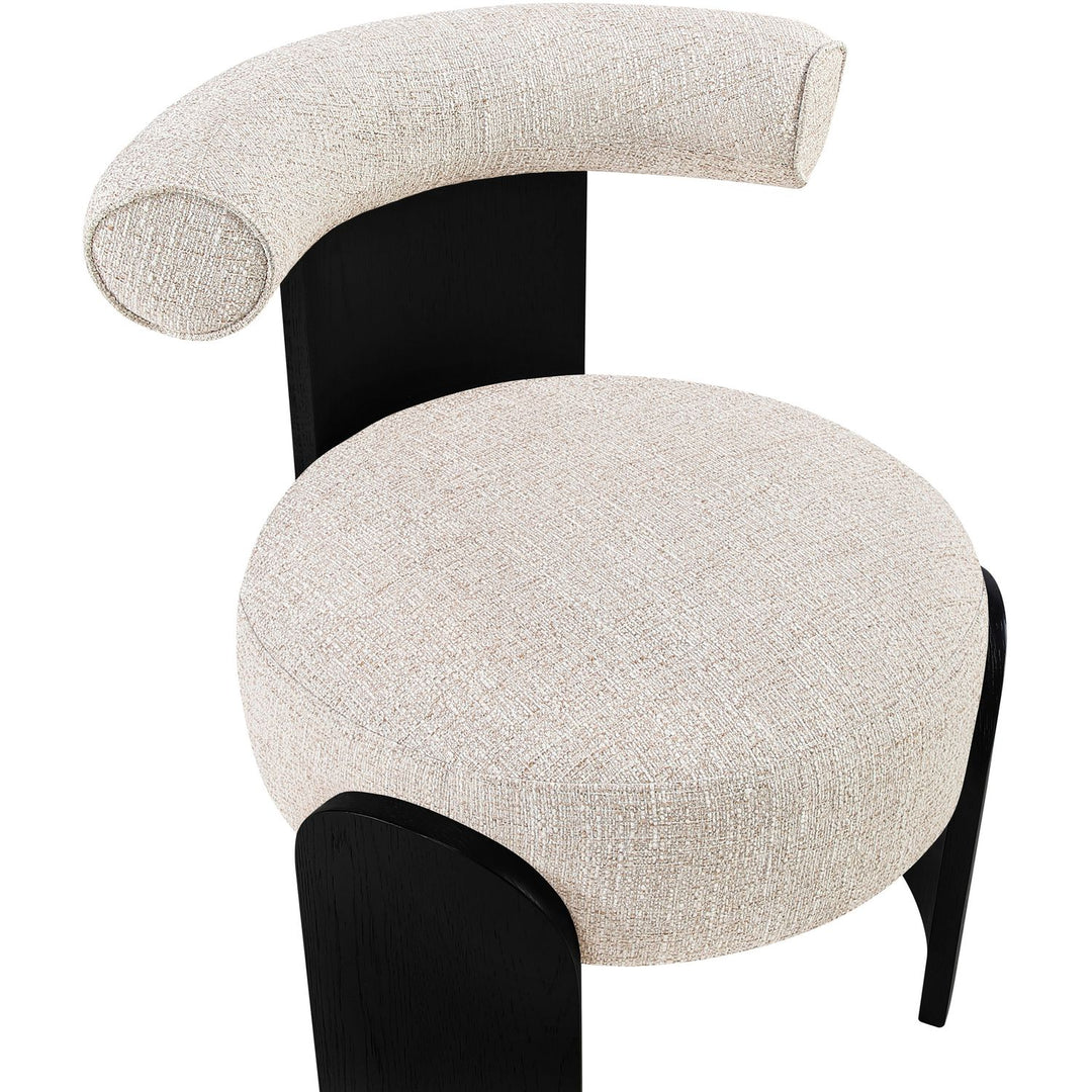 Calder Linen Textured Fabric Upholstered Accent Chair — Beige / Painted Black