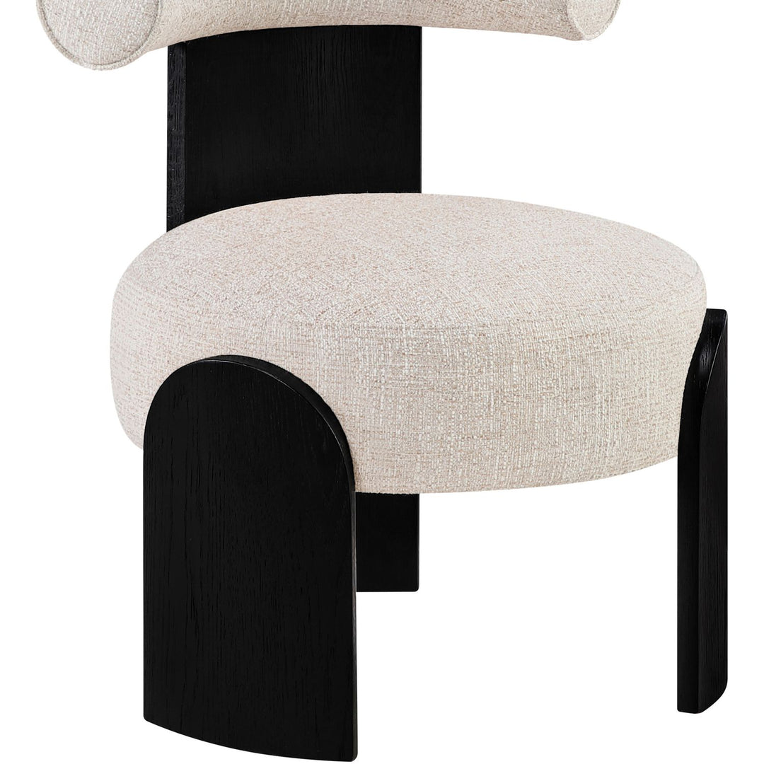 Calder Linen Textured Fabric Upholstered Accent Chair — Beige / Painted Black