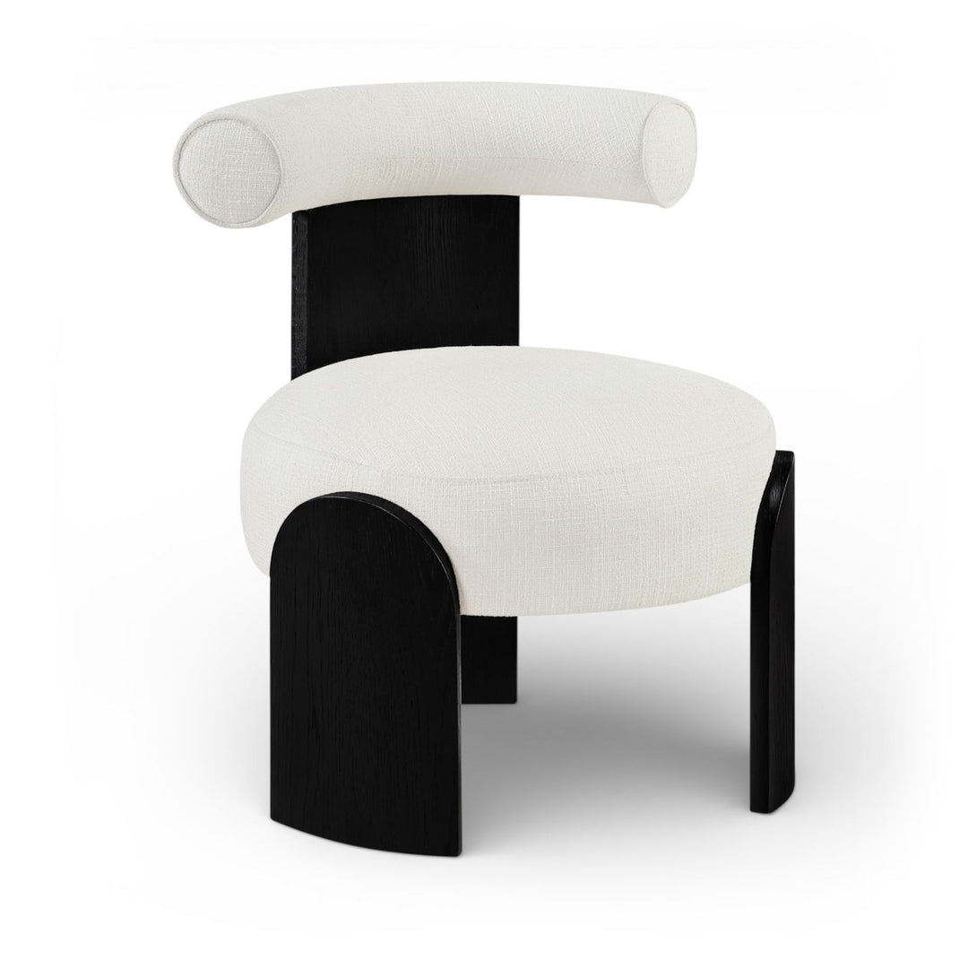 Calder Linen Textured Fabric Upholstered Accent Chair — Cream / Painted Black