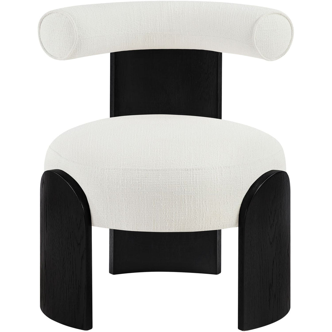 Calder Linen Textured Fabric Upholstered Accent Chair — Cream / Painted Black