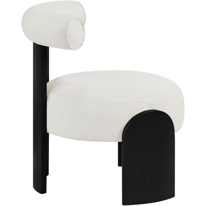 Calder Linen Textured Fabric Upholstered Accent Chair — Cream / Painted Black
