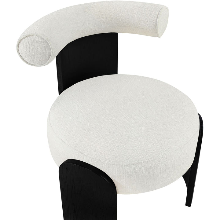 Calder Linen Textured Fabric Upholstered Accent Chair — Cream / Painted Black
