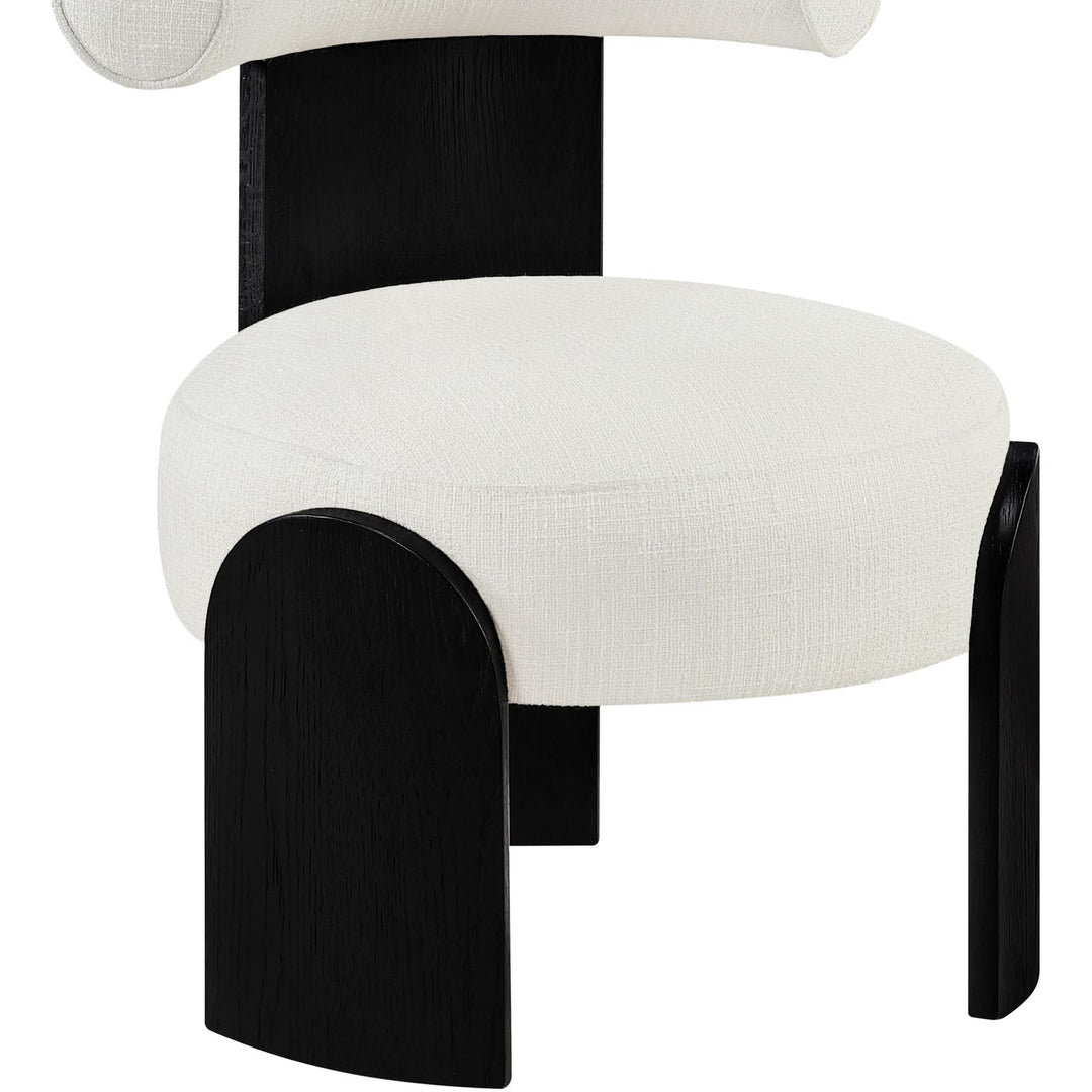 Calder Linen Textured Fabric Upholstered Accent Chair — Cream / Painted Black