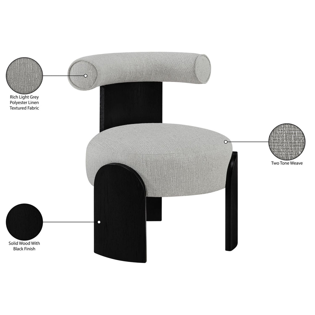 Calder Linen Textured Fabric Upholstered Accent Chair — Grey / Painted Black