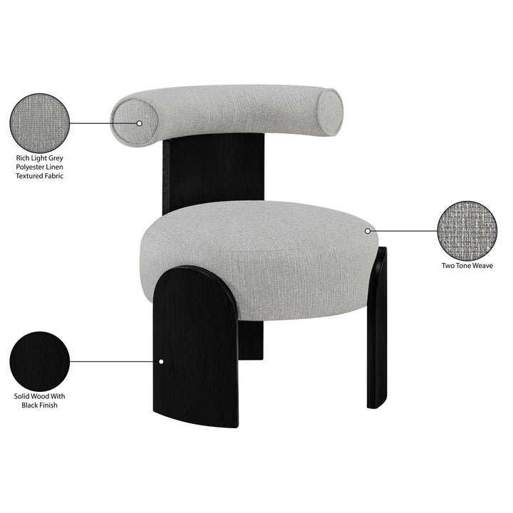 Calder Linen Textured Fabric Upholstered Accent Chair — Grey / Painted Black