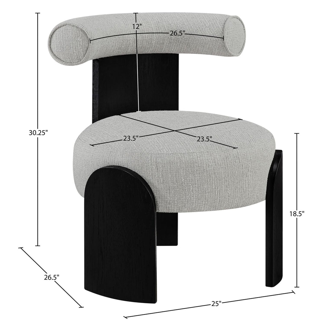 Calder Linen Textured Fabric Upholstered Accent Chair — Grey / Painted Black