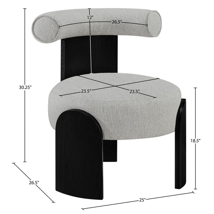 Calder Linen Textured Fabric Upholstered Accent Chair — Grey / Painted Black