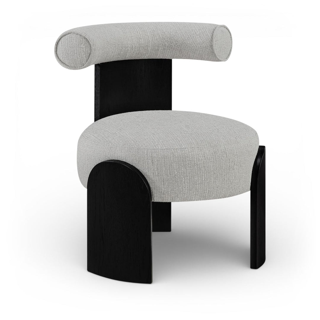 Calder Linen Textured Fabric Upholstered Accent Chair — Grey / Painted Black