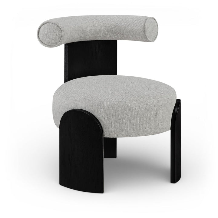 Calder Linen Textured Fabric Upholstered Accent Chair — Grey / Painted Black