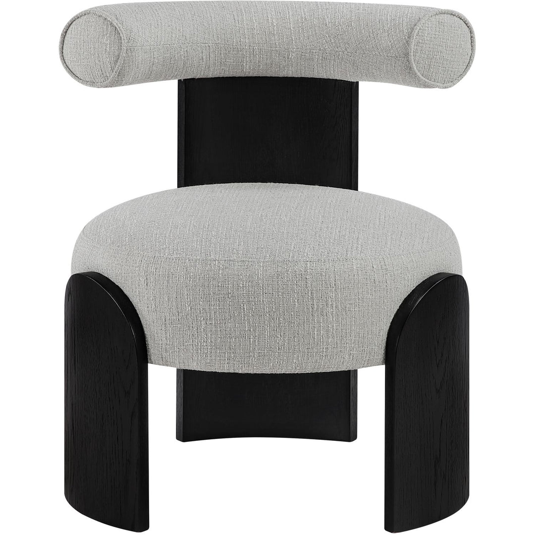 Calder Linen Textured Fabric Upholstered Accent Chair — Grey / Painted Black