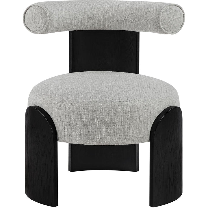 Calder Linen Textured Fabric Upholstered Accent Chair — Grey / Painted Black