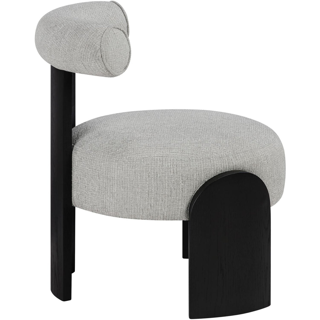 Calder Linen Textured Fabric Upholstered Accent Chair — Grey / Painted Black