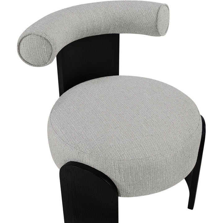Calder Linen Textured Fabric Upholstered Accent Chair — Grey / Painted Black