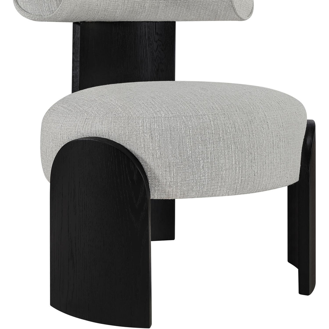 Calder Linen Textured Fabric Upholstered Accent Chair — Grey / Painted Black