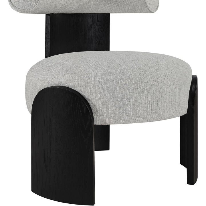 Calder Linen Textured Fabric Upholstered Accent Chair — Grey / Painted Black